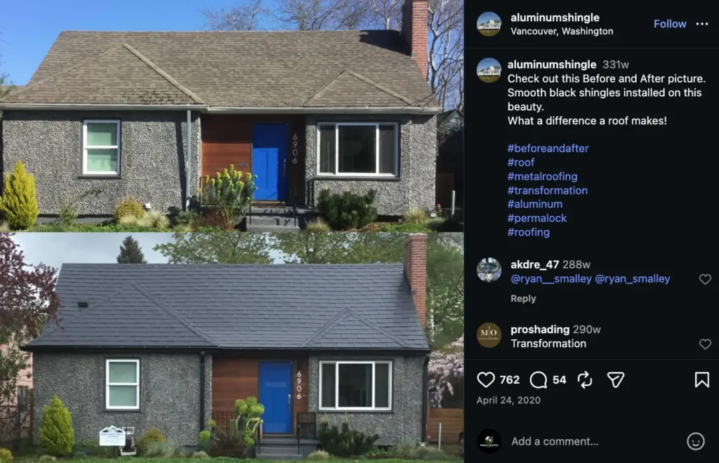 Before and after roof example