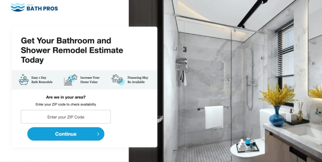 New Bath Pros hero section
